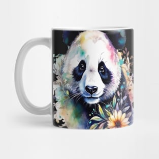 Fantasy, Watercolor, Panda Bear With Flowers and Butterflies Mug